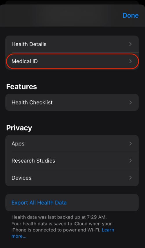 medical id on iPhone