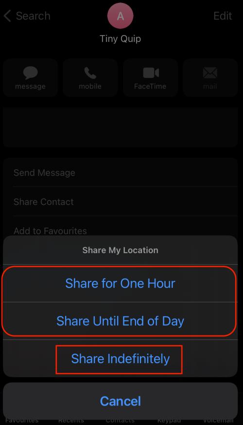 iMessage location share