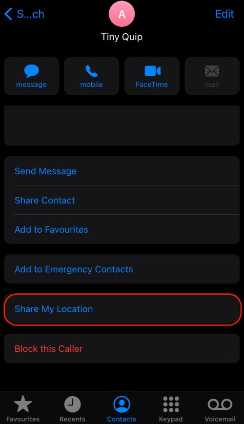 share iMessage location