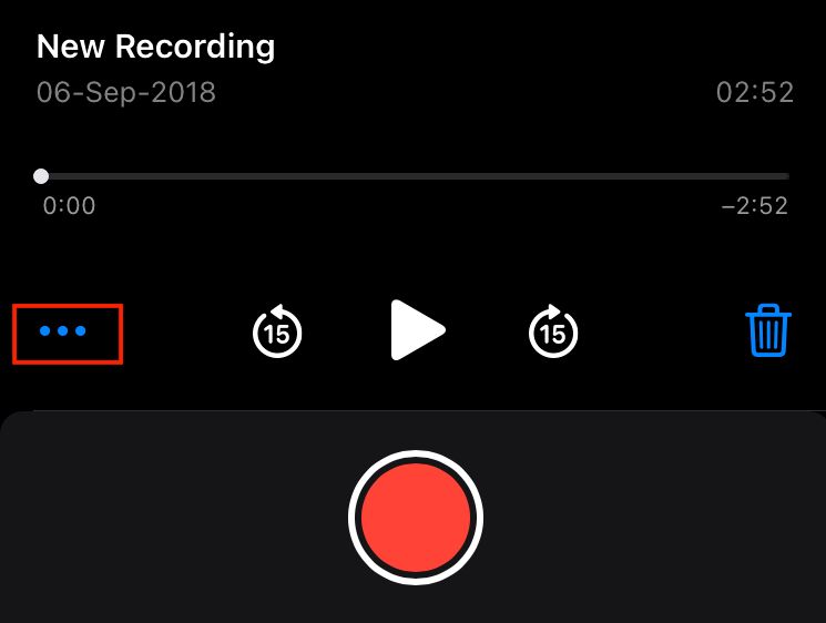 voice memo three dot menu