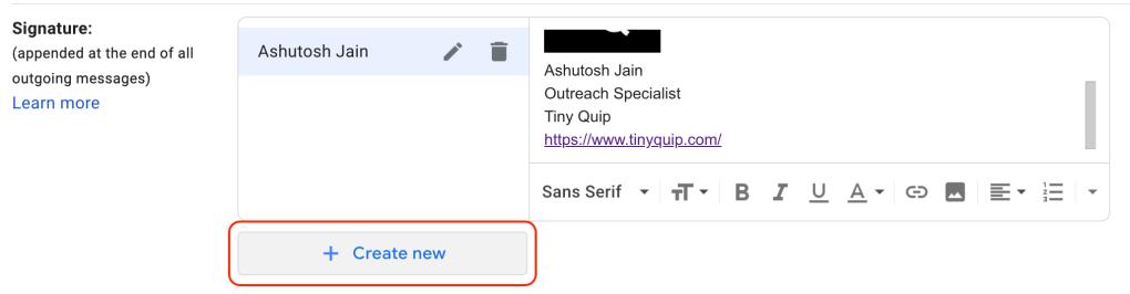 add new signatures to gmail