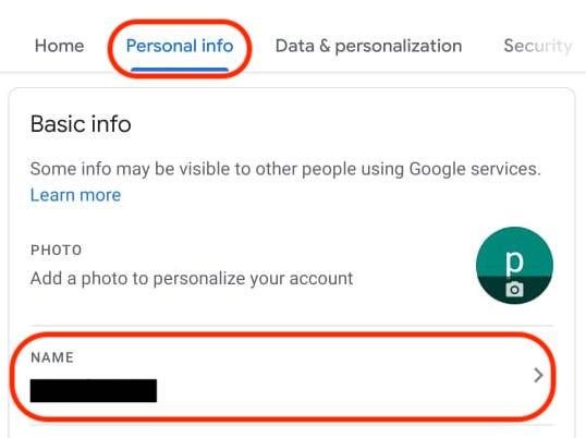 change gmail name in google