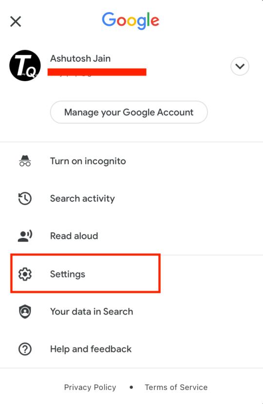 google app settings dark