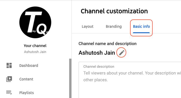 channel name on Youtube