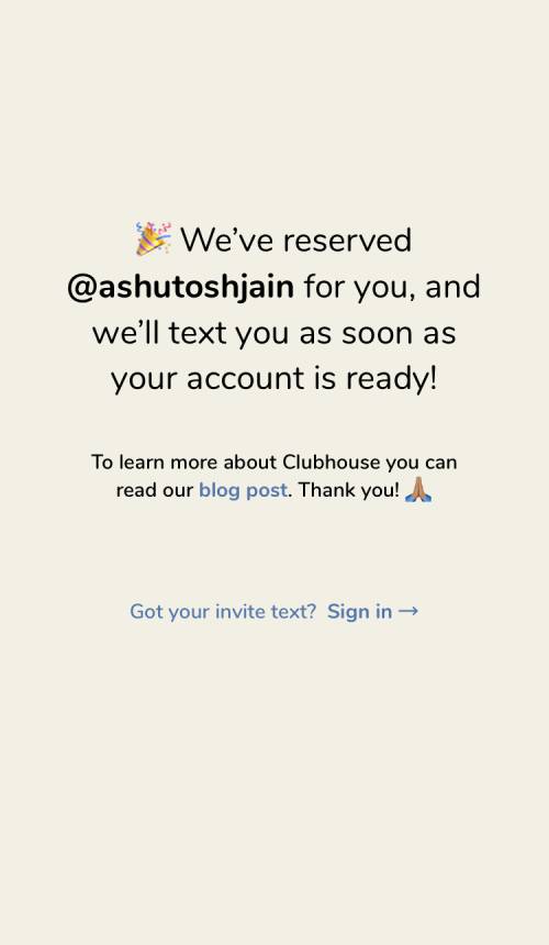 username on clubhouse app invite
