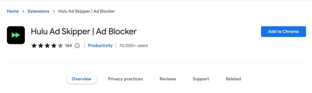 Ad Skipper Extension on Google Chrome