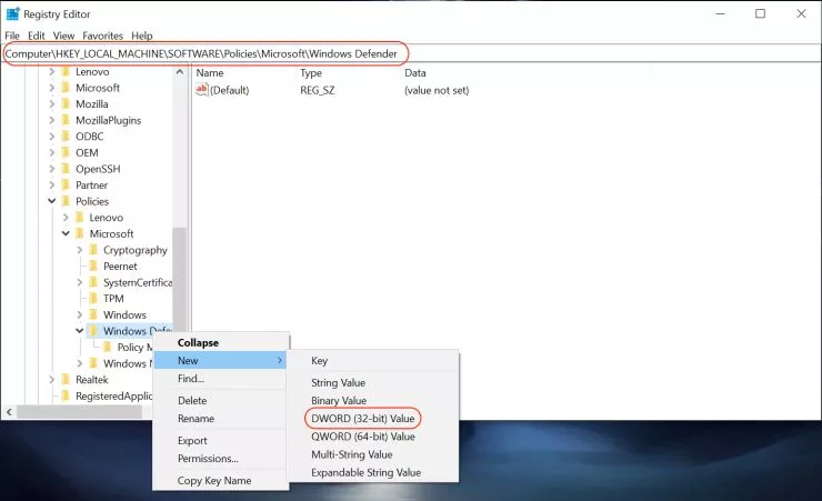 Disable Antimalware Executable Service