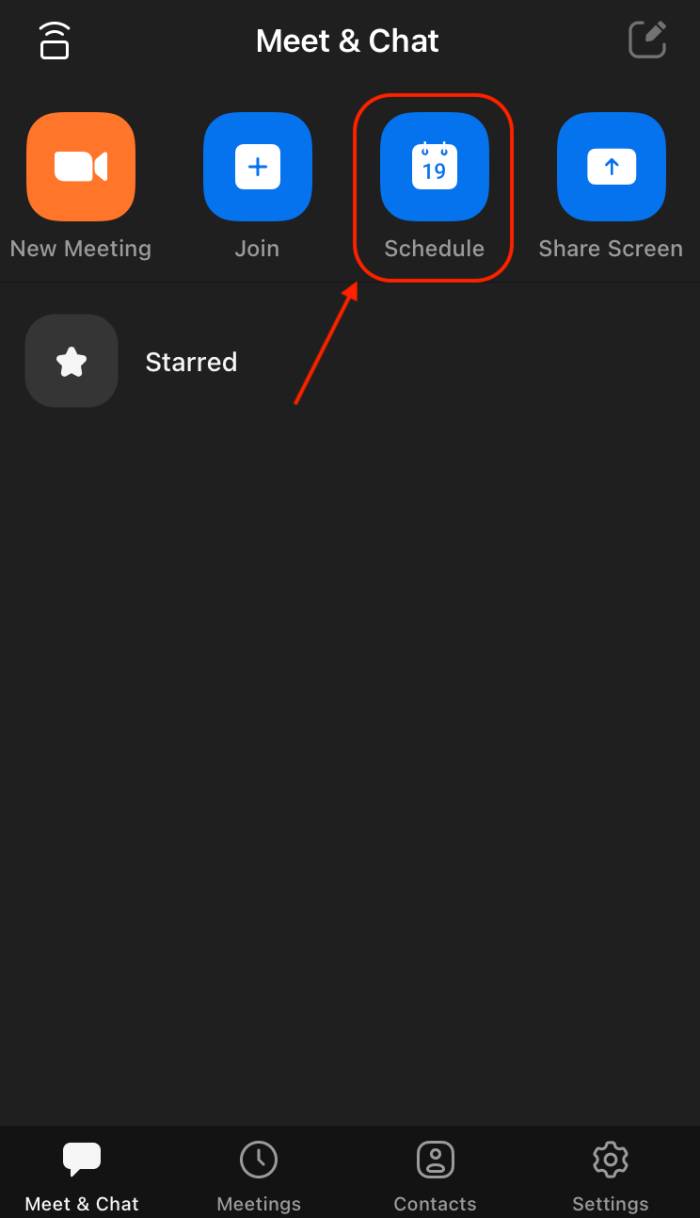 schedule a zoom meeting on IOS