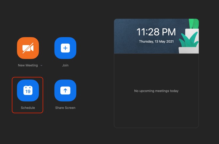 schedule zoom meeting on windows