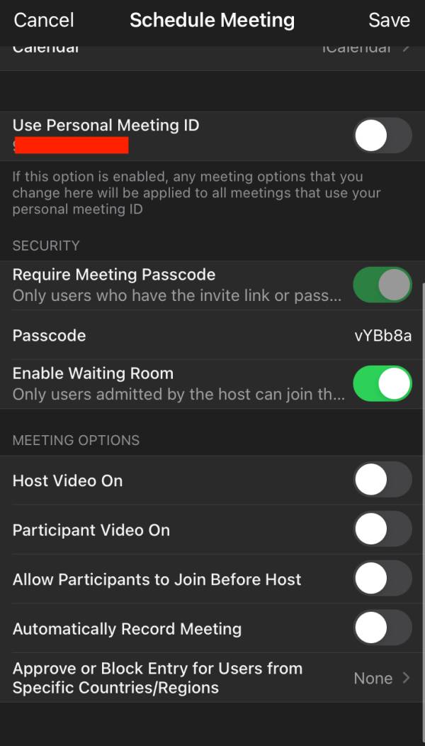 zoom meeting options