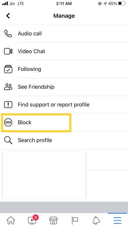 block facebook account