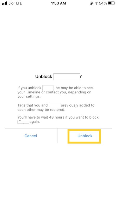 unblock someone on Facebook
