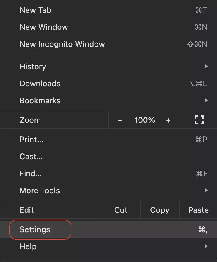 Chrome browser settings