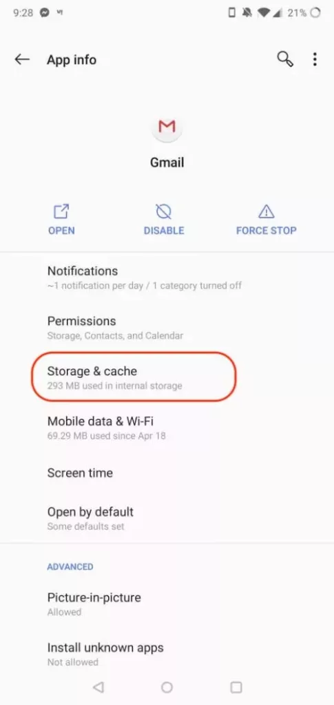 Gmail cache not clear on Android
