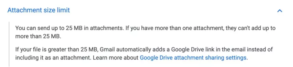Gmail attachment size limit