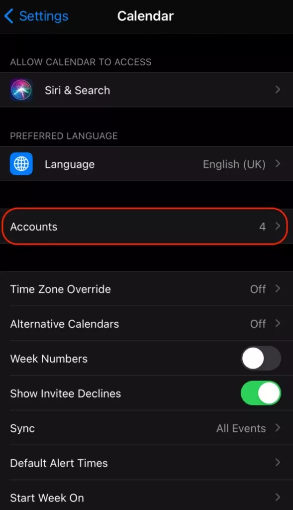 Outlook calendar on iPhone