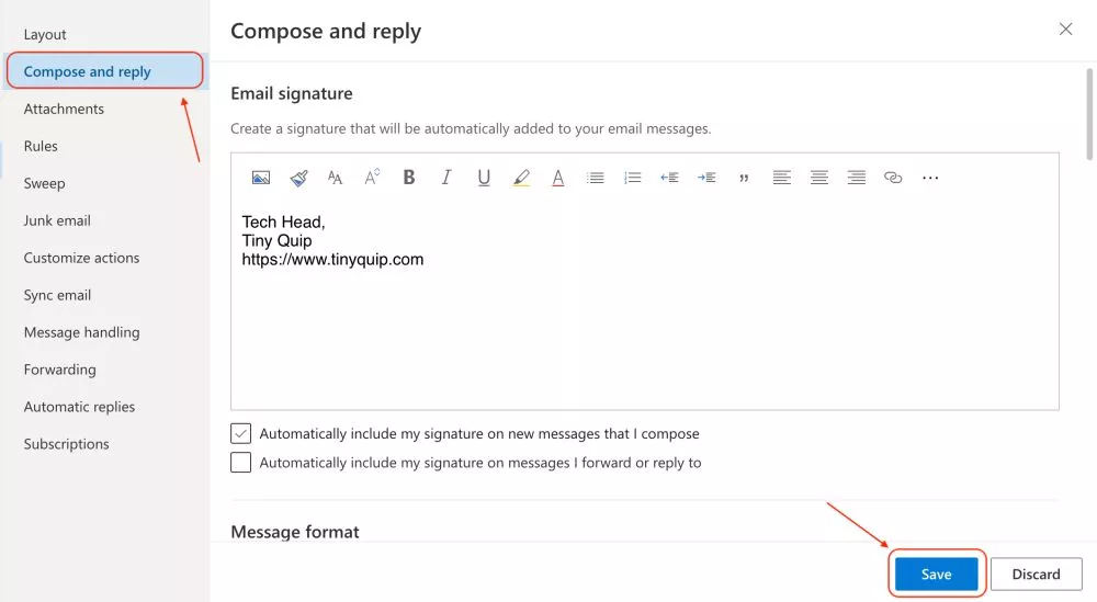 Change Outlook Signature using Google Chrome