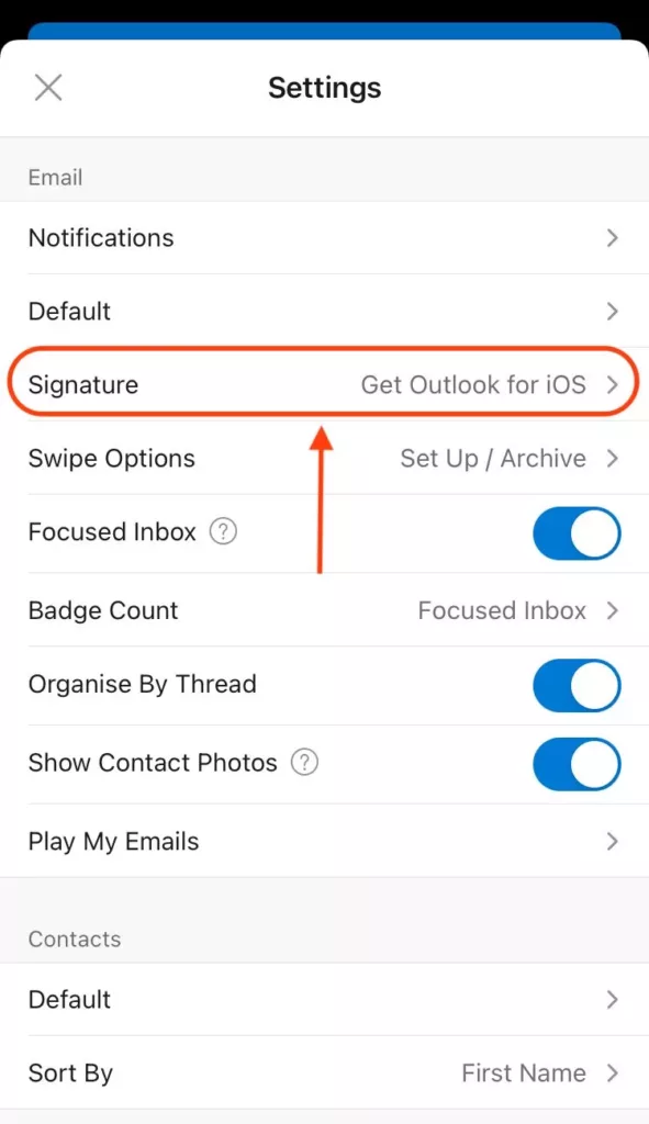 Change Microsoft outlook signature on Android