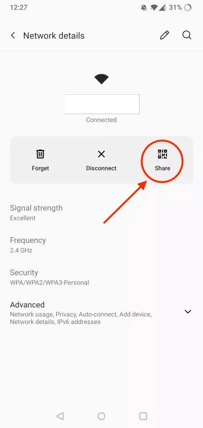 How to share WiFi password on Android