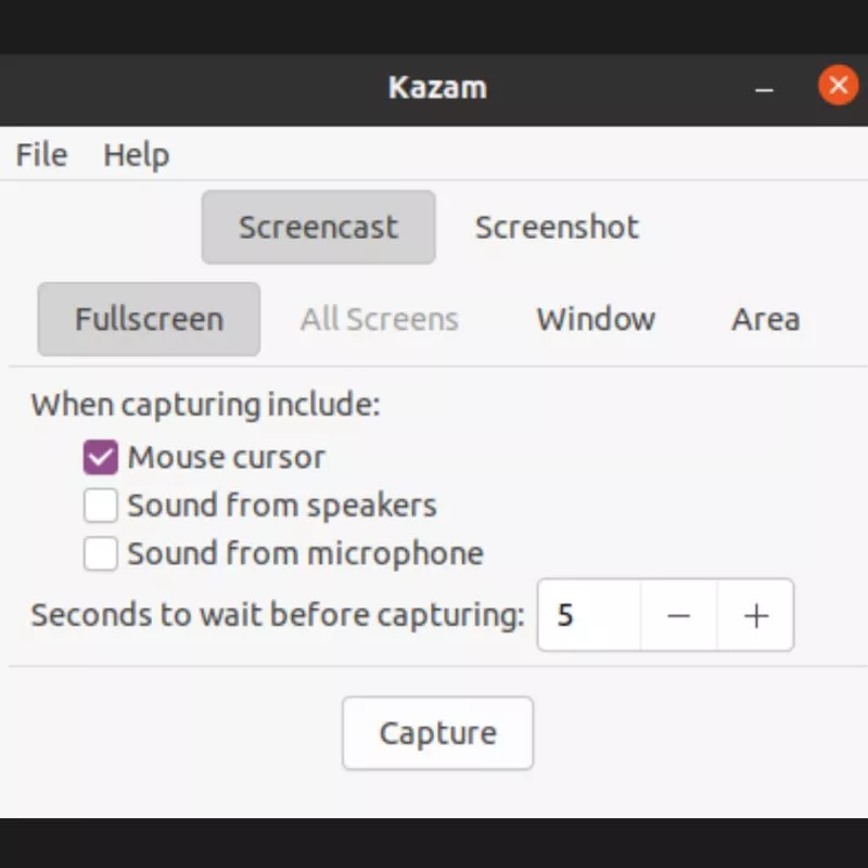 Kazam screen recorder for Linux