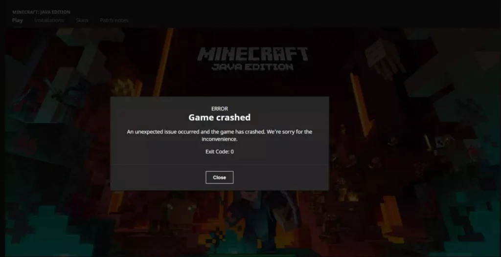 Exit Code 0 Minecraft error