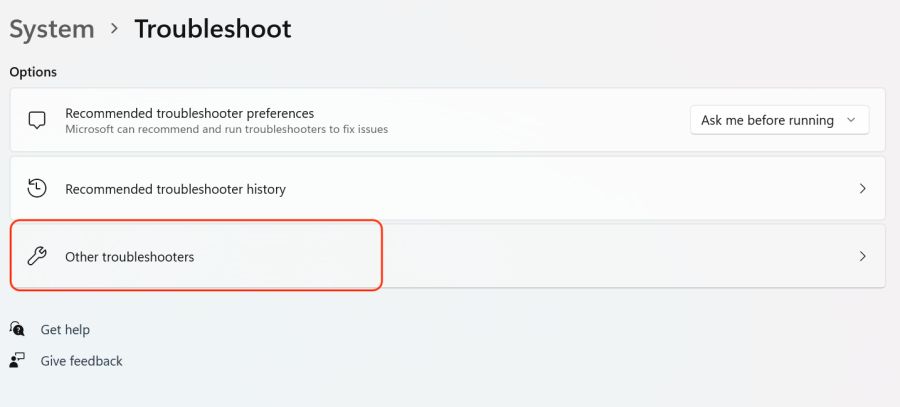 Other Troubleshooters on Windows 11