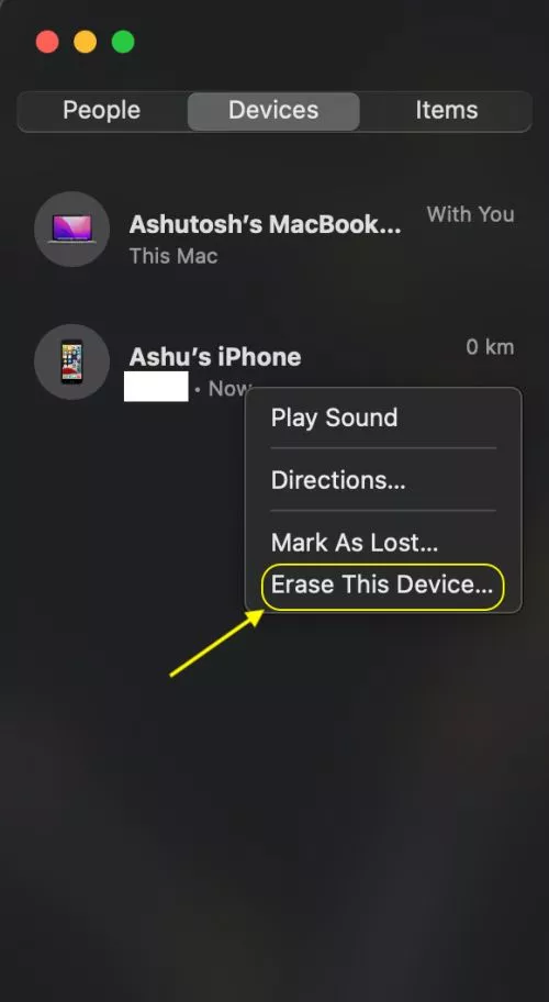 Find My on Mac Erase Data on Locked iPhone with password
