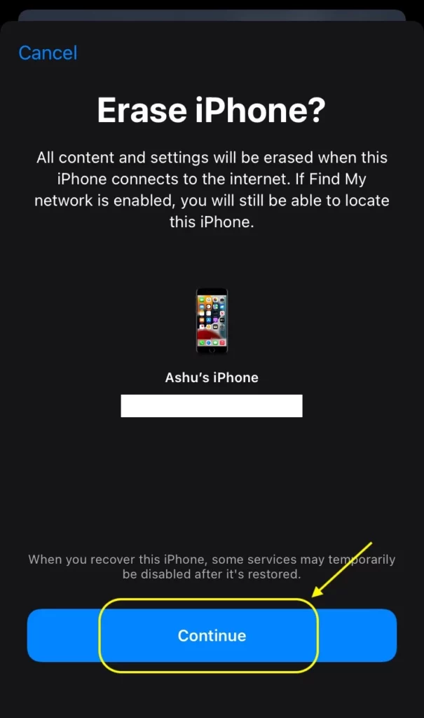 Erase data from lost iPhone