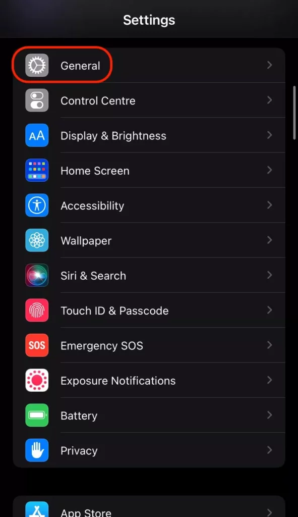 General Settings CarPlay on iPhone