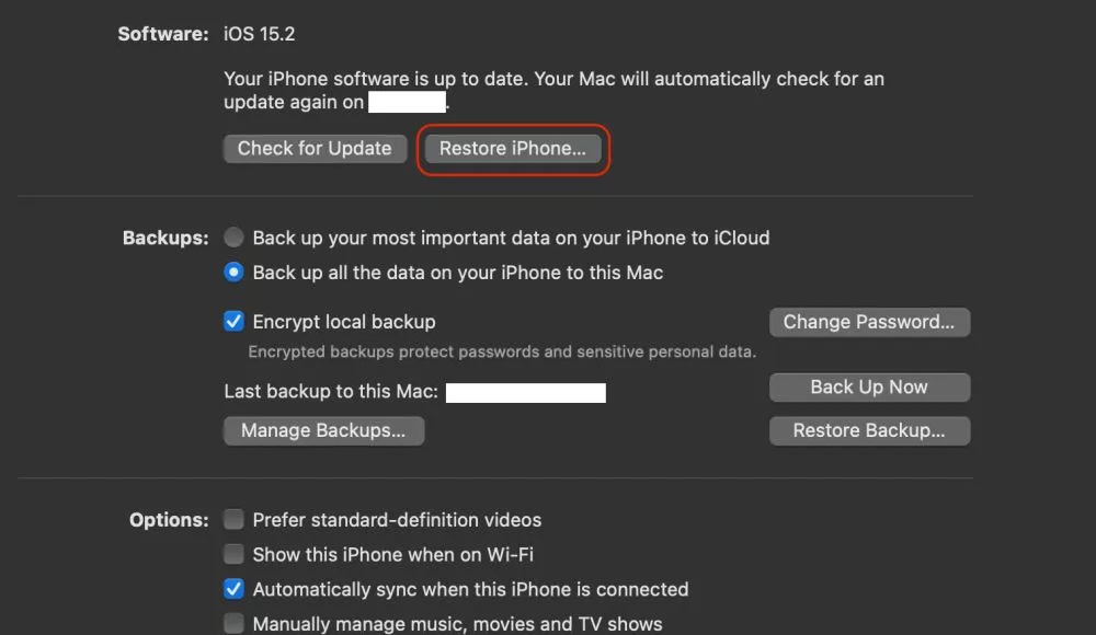 Erase data from Locked iPhone