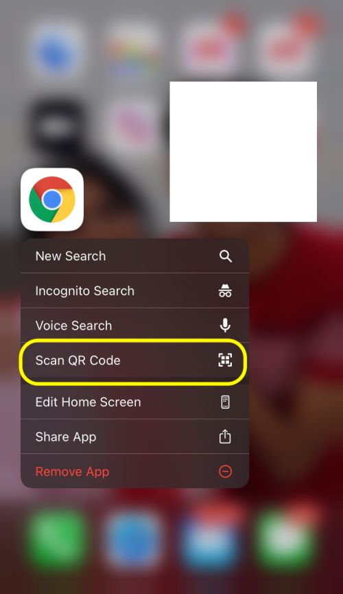 QR Code on Chrome Browser iPhone