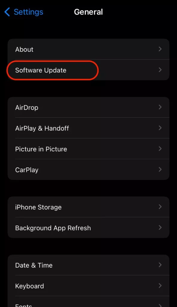 Software Update on iPhone
