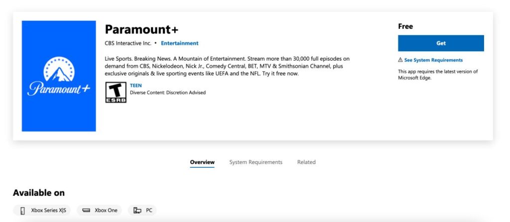 Watch Paramount Plus on Xbox