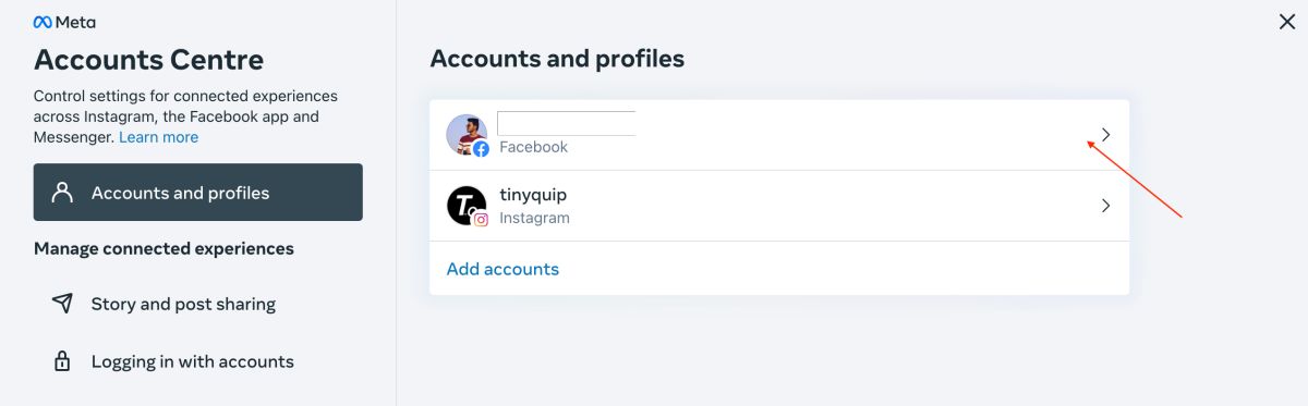 Disconnect Facebook from Instagram account