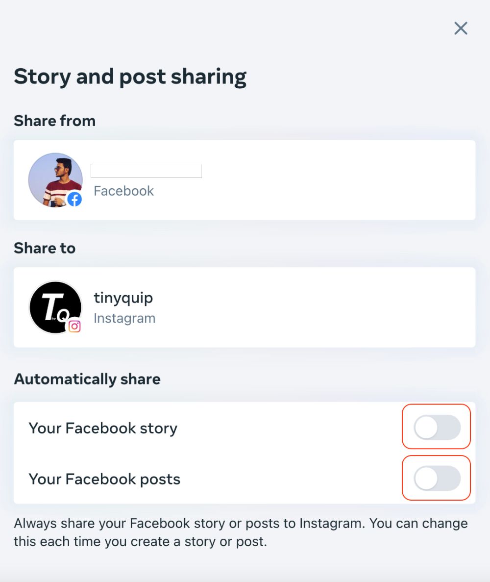 Stop Facebook from automatically posting Instagram posts