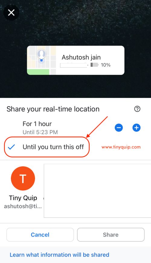 Share WhatsApp location