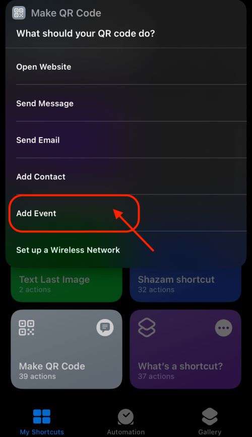 Add event by scanning QR Code