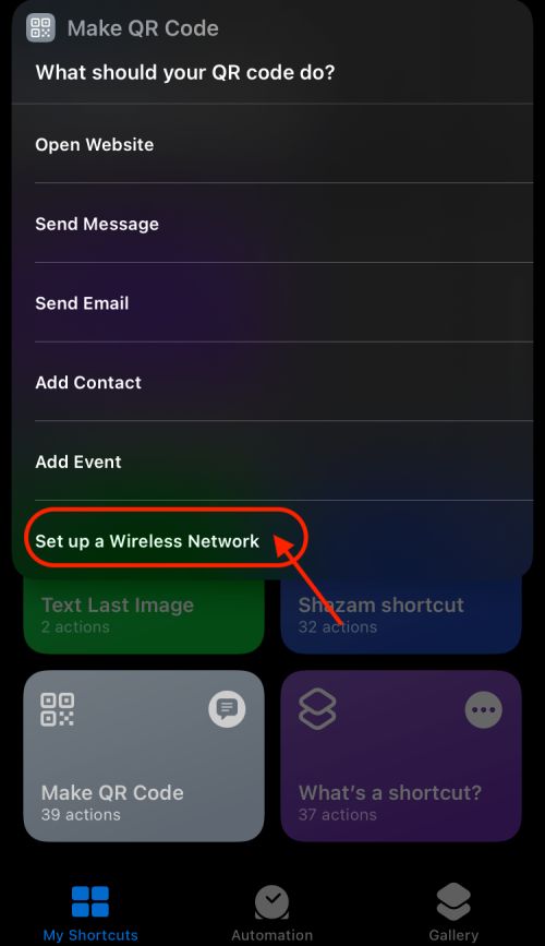 Wireless network using QR Code