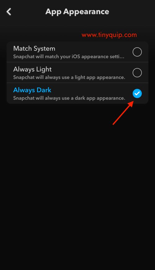 Switch Snapchat on iPhone to Dark