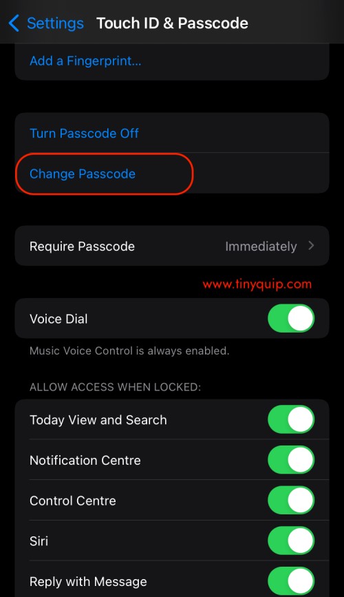 change password iphone
