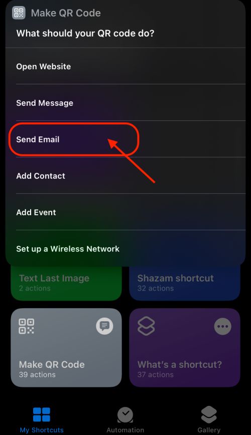 Send Email with QR Code Scanner