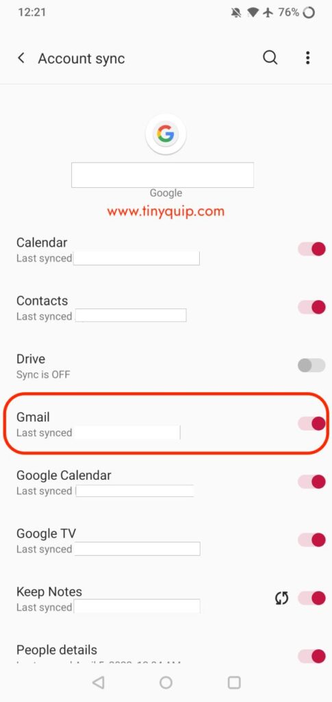 Ensure Gmail Sync is Turned On