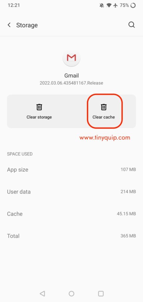 Clear Gmail Cache