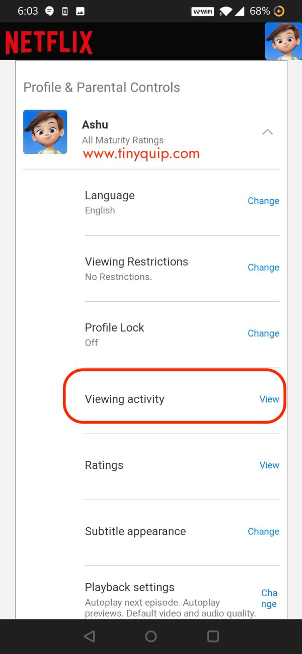 Delete Netflix Watch History from Android