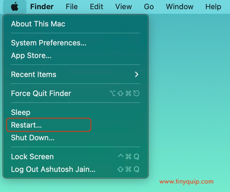 restart Mac to fix MS Word Wont Open on Mac