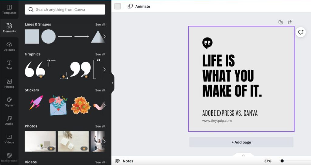 Add elements and graphics on Canva