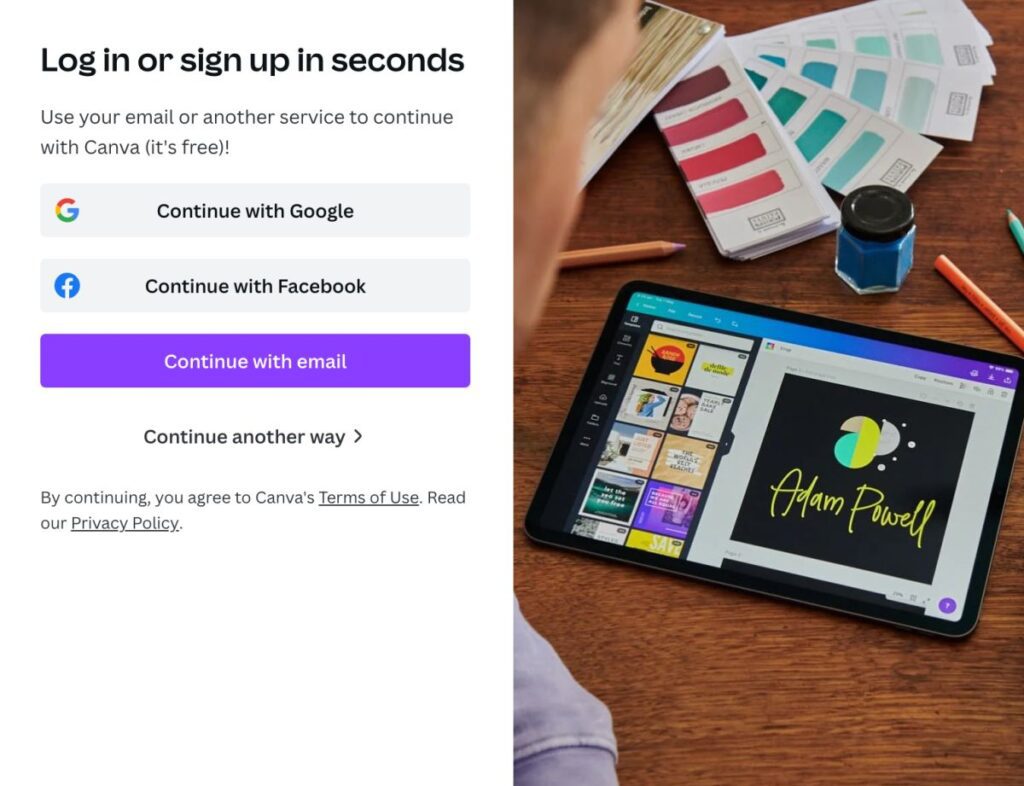 How to create an account on Canva