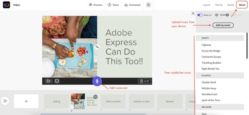 Adding Music to Social Media Posts using Adobe Express