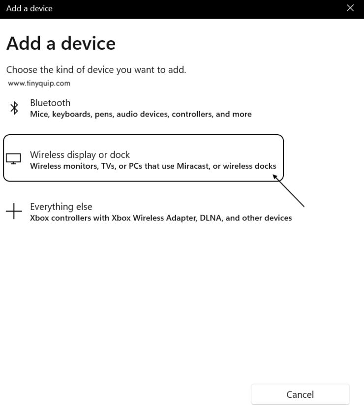 Add a wireless display on your Windows PC