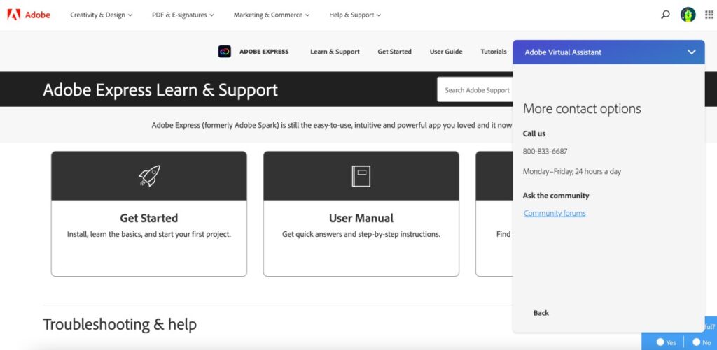 Contact Adobe Express